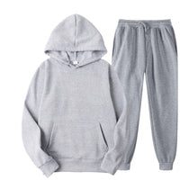 Men's Solid Color Hooded Sweatshirt & Pants Set Casual Sportswear