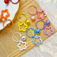 Acrylic Star Keychain Charms with Bells and Book Rings for DIY Crafts