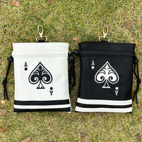 Golf Poker Spade Drawstring Pouch, Thickened PU Waterproof Accessory Storage Bag