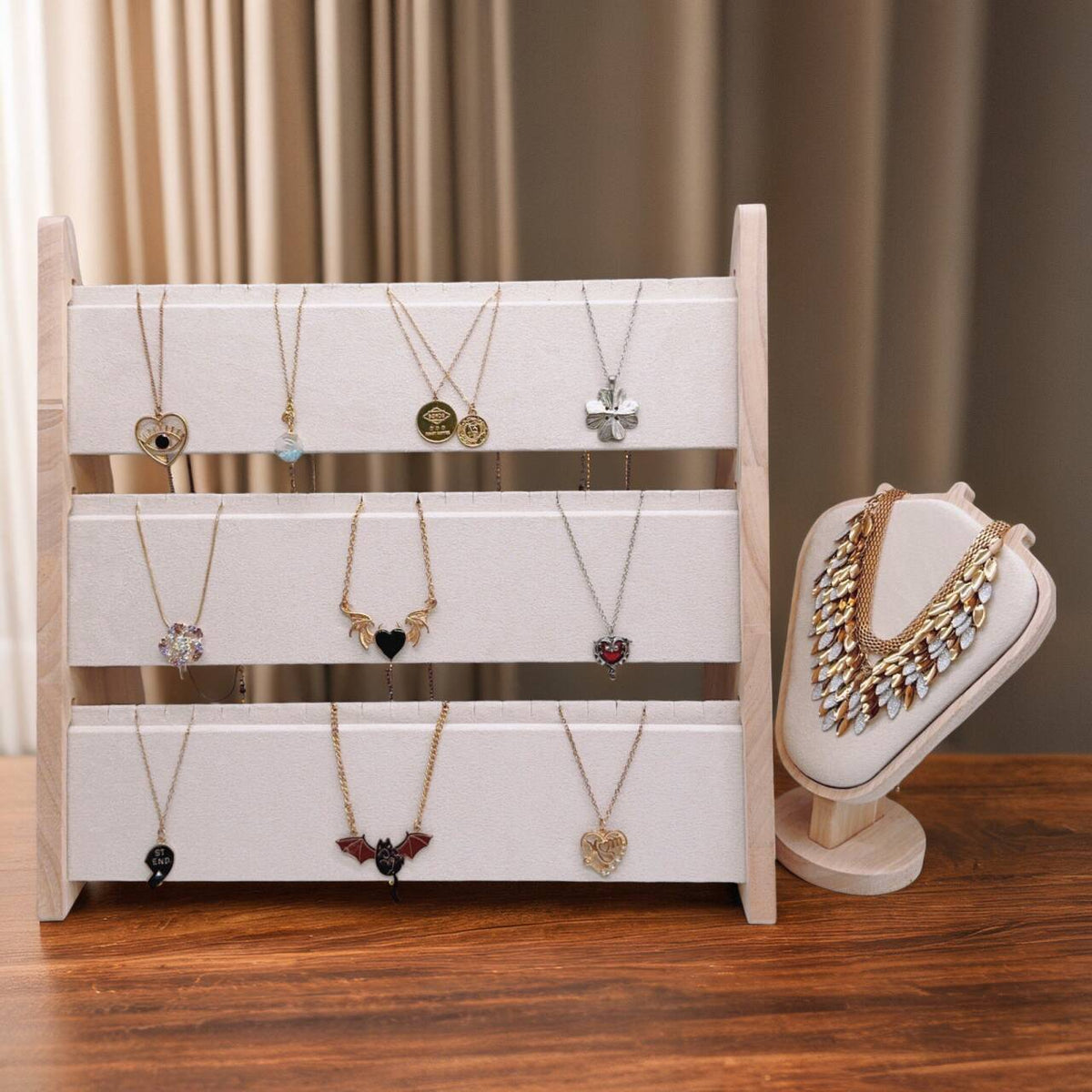 Multi-Layer Necklace Display Stand Jewelry Organizer Tray for Countertop and Booths