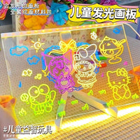 DIY Luminous Drawing Board Acrylic Message Board with Stand and Pens for Kids and Home Use