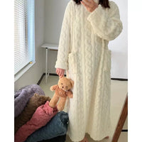 Women's Coral Fleece Ankle-Length Nightgown, Thickened Winter Loungewear