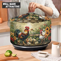 Rooster Floral Slow Cooker Dust Cover, Oil-Proof Scratch-Resistant Kitchen Appliance Protector