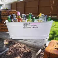 European Style Stainless Steel Ice Bucket for Home Bar Commercial Outdoor Use, Oval Large Champagne Wine Beer Cooler