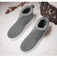 Men's Winter Mid-Top Snow Boots Warm Fleece-Lined Slip-On Anti-Slip