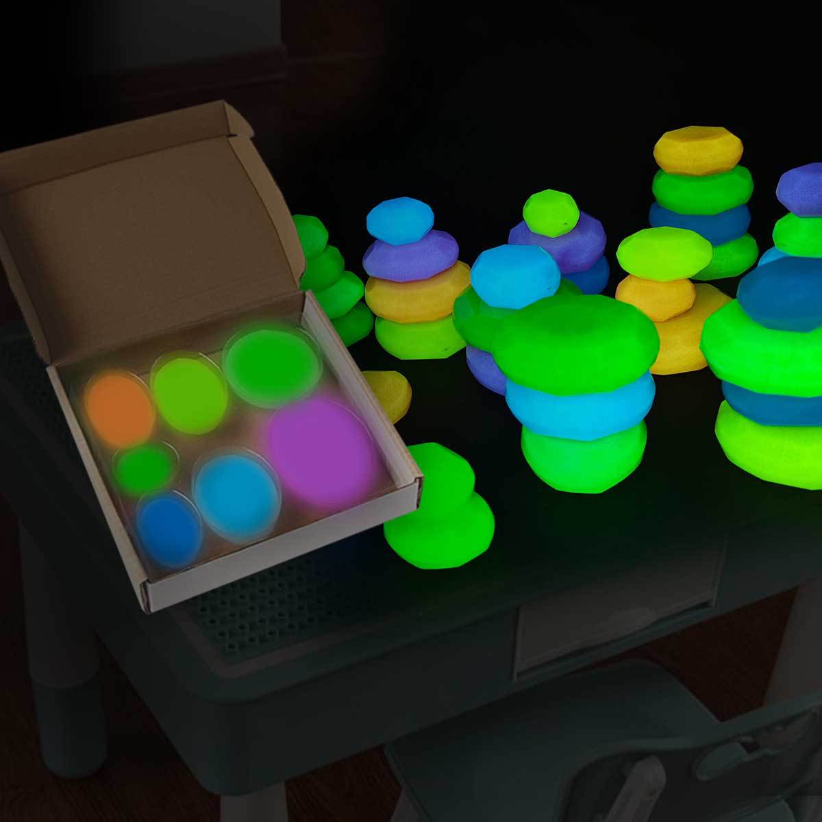 Glow-in-the-Dark Stacking Stones for Garden, Aquarium, and Kids' Play - 315g Luminous Pebbles