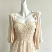 Korean Style Sequin Mesh Camisole Dress with A-Line Skirt Set