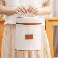 Insulated Round Lunch Bag with Waterproof Oxford Cloth and Aluminum Foil Lining for Outdoor Picnic