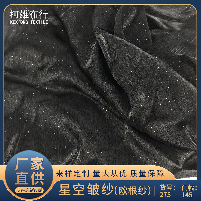 Starry Ice Wrinkle Gold Sprinkled Organza Fabric for Hanfu Lolita Apparel