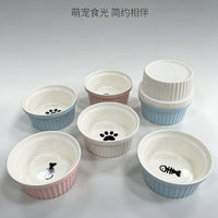 Ceramic Elevated Cat Food and Water Bowls with Anti-Tip Stand for Neck Protection