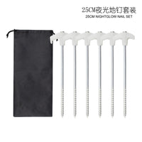 Luminous Steel Tent Stakes with Storage Bag for Outdoor Camping