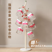 Cream Style Floor-Standing Garment Rack with Hooks for Bedroom and Living Room