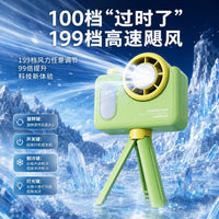 Portable Handheld Misting Fan with Ice Compress Function and Camera Design, USB Rechargeable Mini Desk Fan with Clip and Lanyard