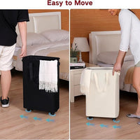 Foldable Laundry Hamper with Wheels, Waterproof Dirty Clothes Storage Basket for Bedroom & Bathroom