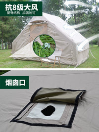 Inflatable Outdoor Camping Tent with Skylight & Chimney Port, Waterproof Family Cabin for 3-8 People