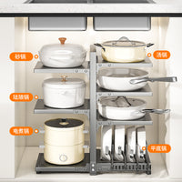 Premium Kitchen Pot and Pan Organizer Rack Under Sink Storage Shelf Cabinet Cookware Holder