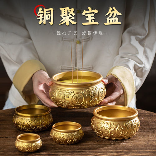 Brass Eight Blessings Incense Burner for Home Altar and Worship