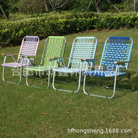 2025 New Cotton Rope Woven Folding Chair Outdoor Garden Camping BBQ Aluminum Alloy Strap Chair