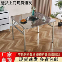 Stainless Steel BBQ Grill Table with Charcoal Tray, Foldable for Home and Commercial Use, Night Market Stall Square Table