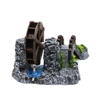 Aquarium Water Wheel Aerator Ornament with Oxygen Pump for Fish Tank Landscaping