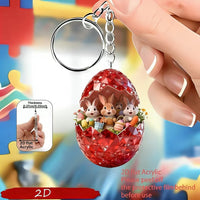 2026 Easter Bunny Egg House 2D Acrylic Keychain Pendant for Holiday Party Decor