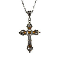 Gothic Vintage Ruby Cross Pendant Necklace for Women
