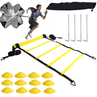 Agility Ladder Training Set with Disc Cones, Obstacle Barrels, and Hurdles for Soccer Speed & Agility Training