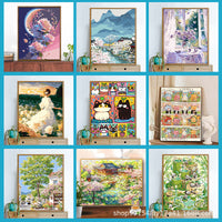 DIY Digital Oil Painting Kit Cartoon Anime Landscape Decor 40x50cm