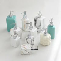 Ceramic Lotion Dispenser Bottle Set for Shampoo, Conditioner, and Body Wash - Hotel Bathroom Style