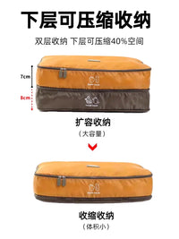 Travel Compression Packing Cubes Double-Layer Luggage Organizer for Clothes Underwear