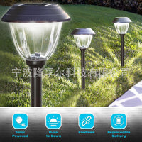 Solar Powered Lawn Shadow Light with Striped Lampshade for Garden Pathway Decoration