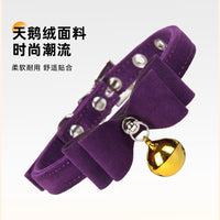 Velvet Bow Tie Pet Collar with Bell for Cats and Small Dogs