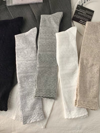 Women's White Cotton Calf-Length Socks - Thin Mid-Calf High Socks for Summer Dresses