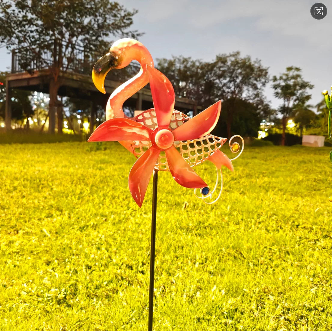 Iron Art Flamingo Wind Spinner Garden Lawn Ornament