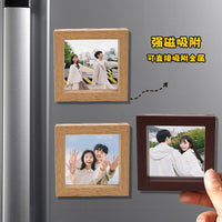 Magnetic Photo Frame for Refrigerator, Creative Wood Grain Picture Display