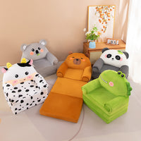 Kids' Plush Animal Foldable Sofa Chair - Cartoon Tatami Lounger for Children