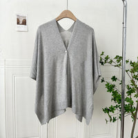 Women's Sun Protection Shawl Cardigan with Buckle - Lightweight Solid Color Knit Cape for Summer