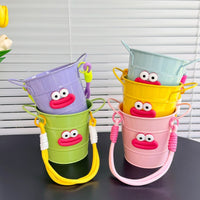 Large Capacity Iron Pen Holder with Handle and Decorative Sticker for Students