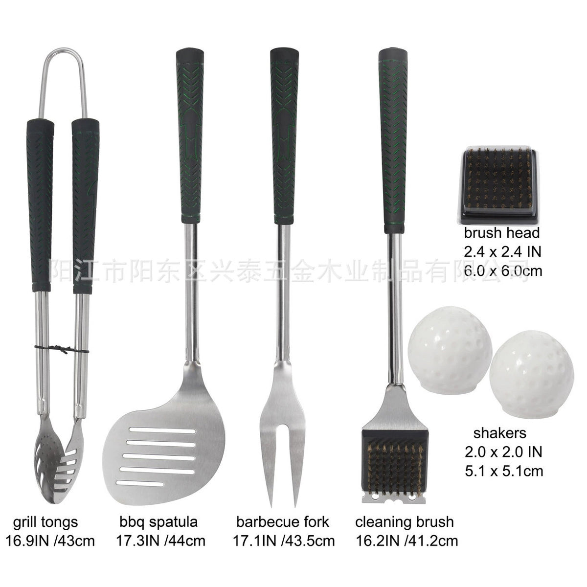 Golf Club Style BBQ Tool Set with PP Handle - 4-Piece or 6-Piece Grilling Utensil Kit