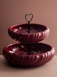 Double-Layer Rotating Candy and Snack Box with Divided Compartments, Heart-Shaped Design for Home Living Room