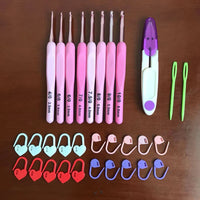 Gradient Pink Soft Handle Crochet Hook Set with PU Case