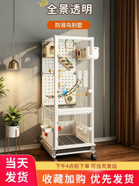 Large Luxury Bird Cage for Parrots and Small Birds, Splash-Proof Villa Design