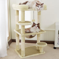 Multi-Level Cat Tree Condo with Scratching Posts and Perches, Wood Cat Activity Tower for Indoor Cats
