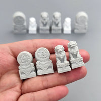 Miniature Stone Lion and Drum Stone Figurines for Micro Landscape Decor