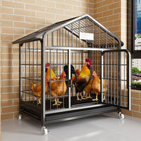 Large Foldable Chicken Coop with Automatic Manure Cleaning Tray for Outdoor Poultry