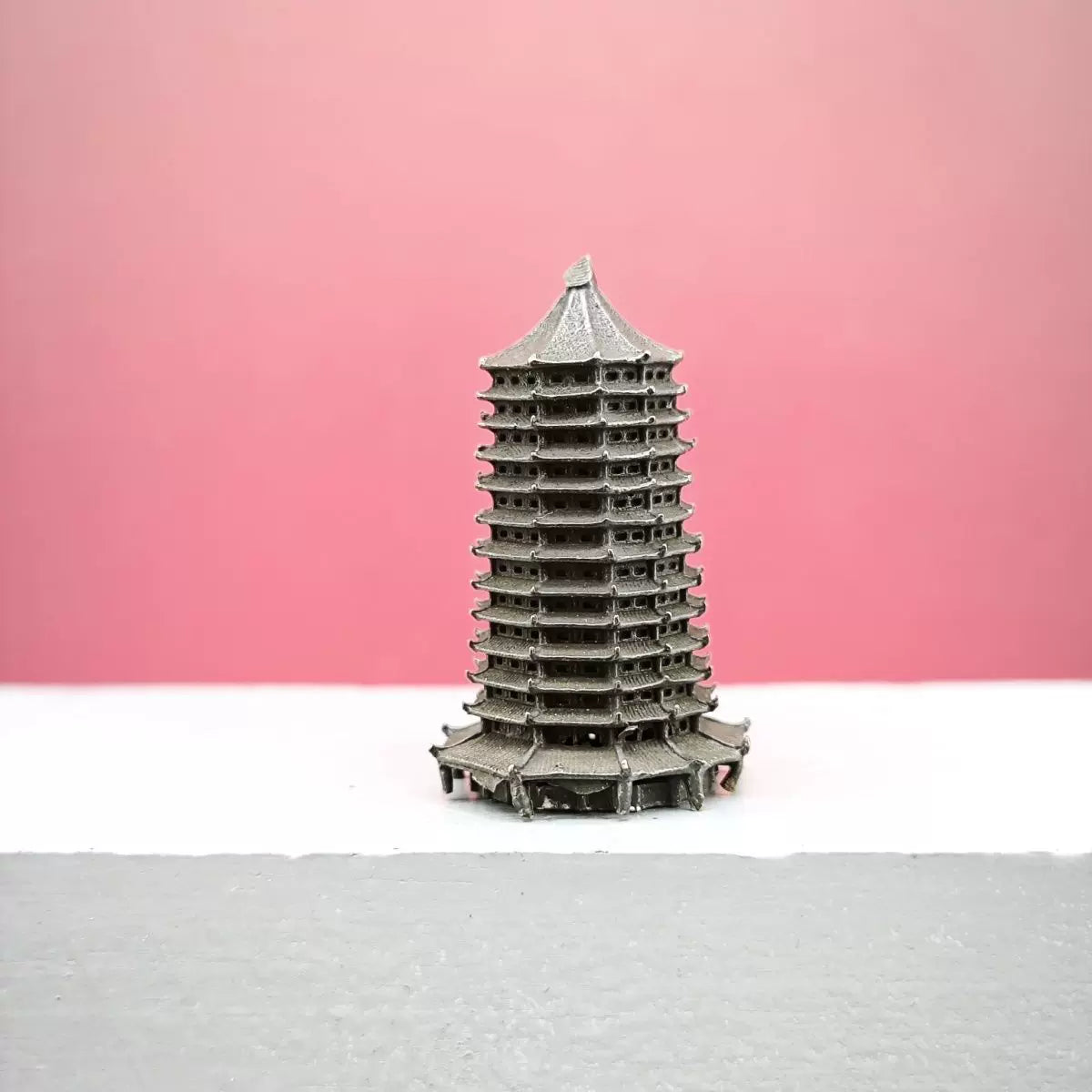 Brass Pagoda Miniature Ancient Chinese Architecture Model for Landscape Decor