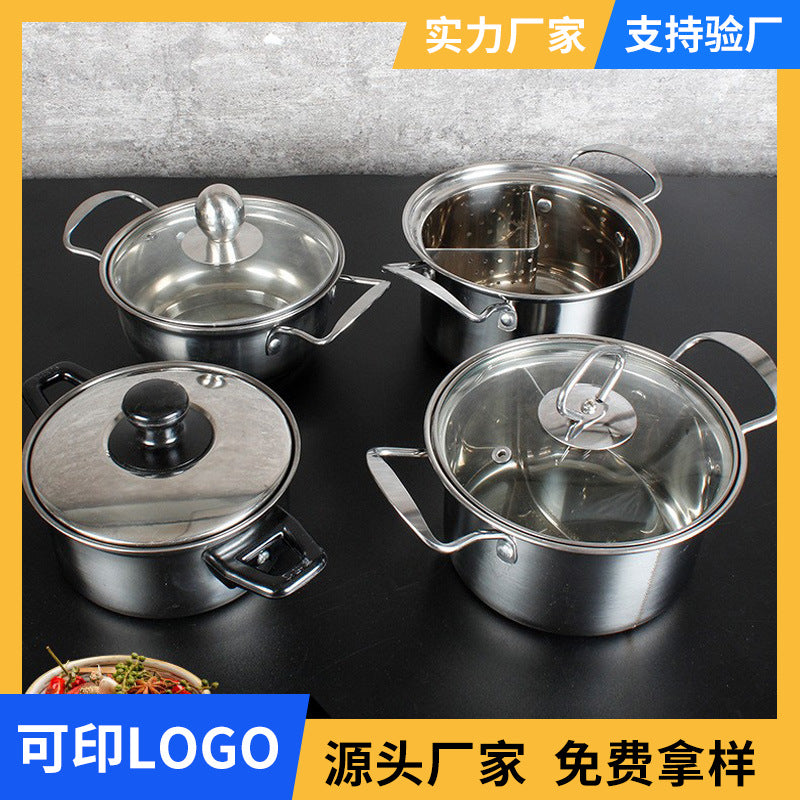 Stainless Steel Mini Hot Pot for Individual Dining, Thickened Shabu-Shabu Pot for Restaurants and Home Use