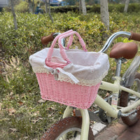 Kids' Woven Bicycle Basket with Liner - Front Handlebar Storage for Children's Bikes, Detachable & Portable