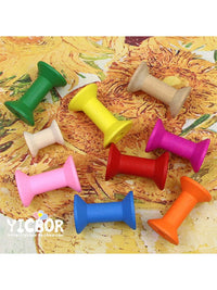 Wooden Thread Bobbins for Cross Stitch and Embroidery Floss Organization, 8 Colors