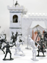 Medieval Castle Model with Soldier Figures Ancient Warfare Scene Building Toy Set